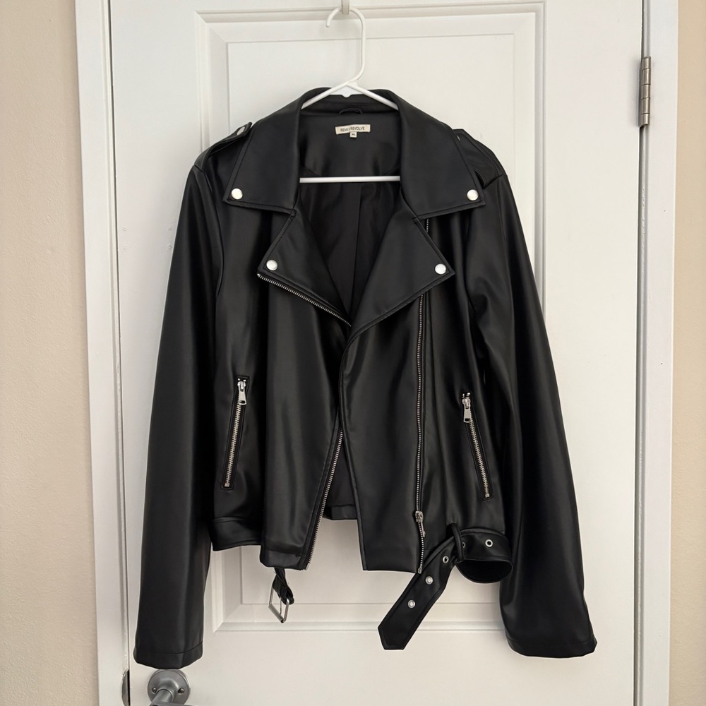 Revolve x Remi Black Faux Leather Biker Jacket